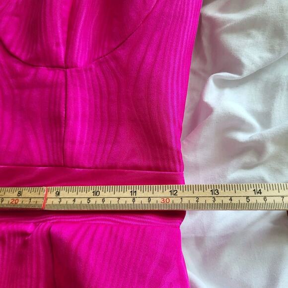 $1360 REBECCA VALLANCE Frenchy Taffeta Gown Hot PinkFuchsia 0 Maxi Dress - Picture 14 of 16